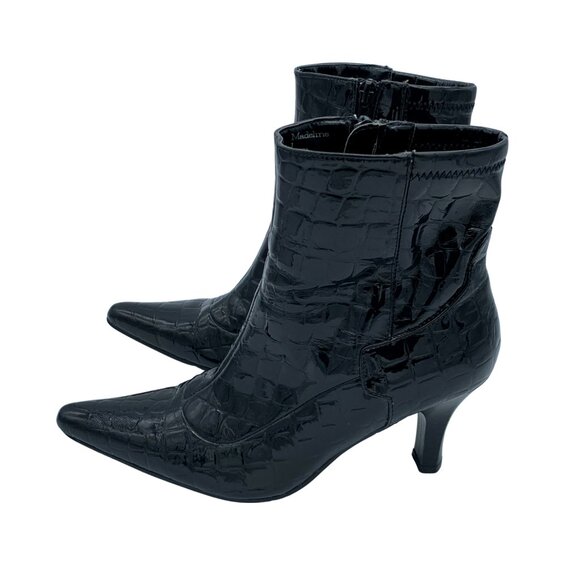 Black Ankle Glam Croco Boots - Picture 4 of 11